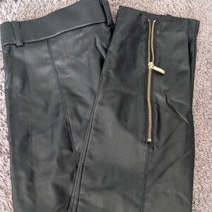 ZARA Black Faux Leather Pants | Zip Hem Detail